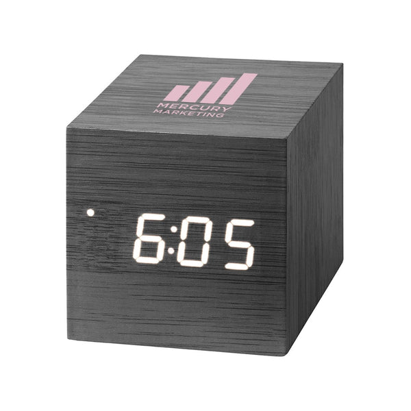 Add Your Logo: TimeWell Modern Cube Desk Clock