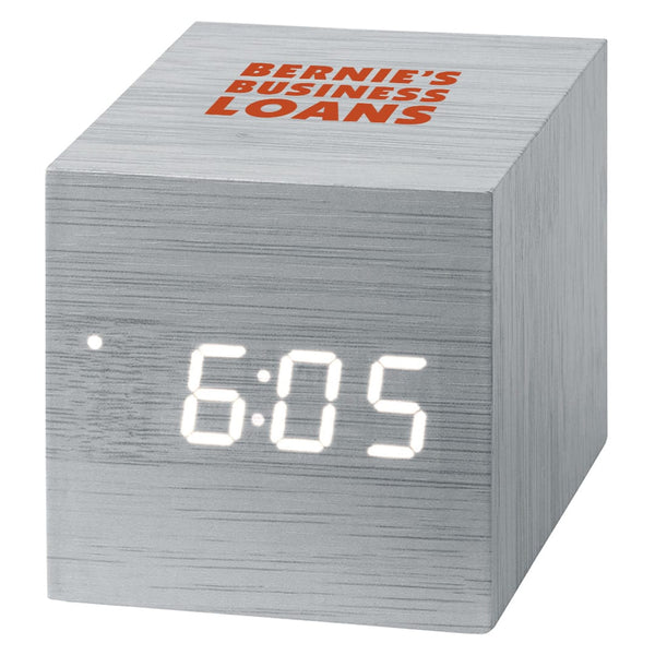 Add Your Logo: TimeWell Modern Cube Desk Clock