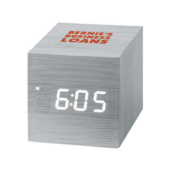 Add Your Logo: TimeWell Modern Cube Desk Clock