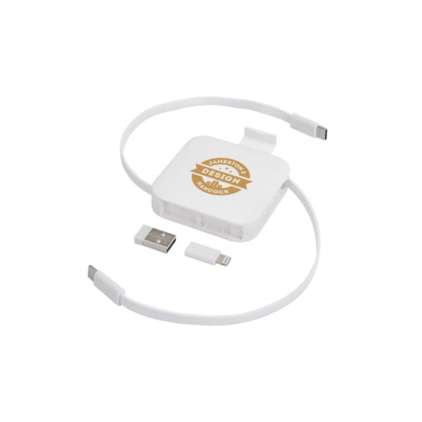 Add Your Logo: SnapBack Multi‑Tip Retractable Charging Cable