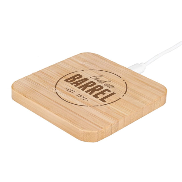 Add Your Logo: EcoCharge 15W Bamboo Wireless Pad