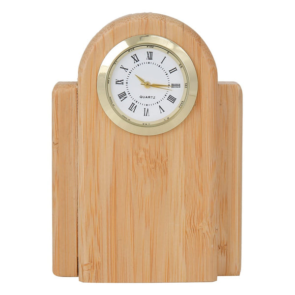 Add Your Logo: Timeless Bamboo Desk Clock