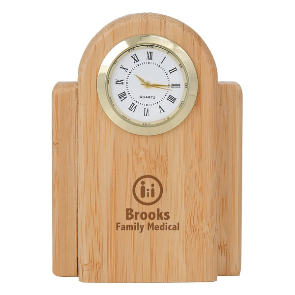 Add Your Logo: Timeless Bamboo Desk Clock