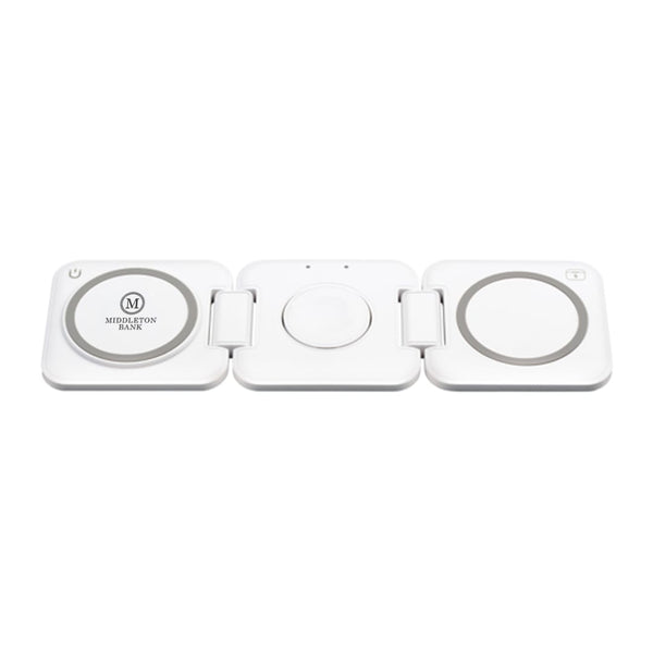 Add Your Logo: Fold & Go 3-in-1 Wireless Charging Station