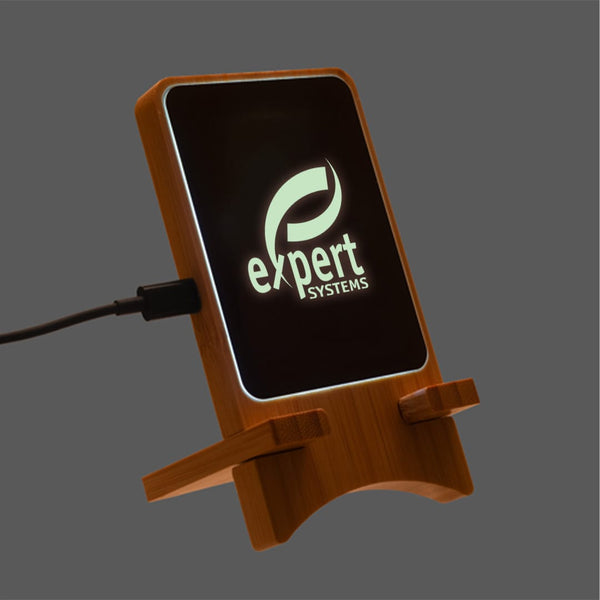 Add Your Logo: GlowCharge Bamboo Wireless Stand