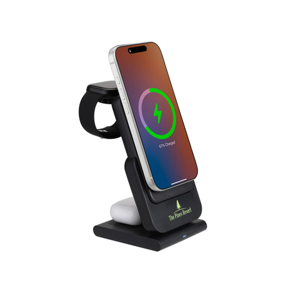 Add Your Logo: 3-in-1 MagSafe Wireless Charger w/ Detachable 10,000 mAh Power Bank
