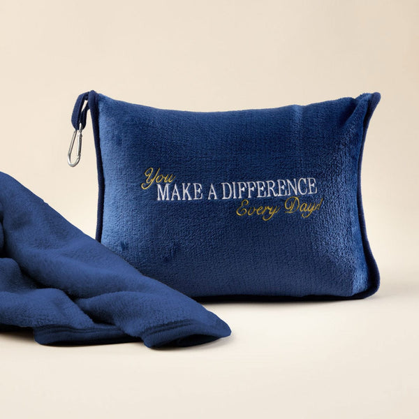Luxe Travel Pillow Travel Blanket - Navy