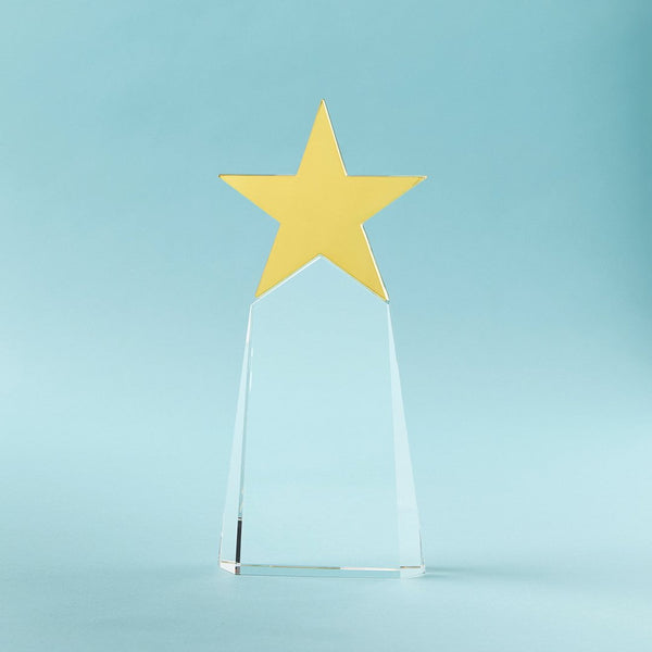 Crystal Star Pinnacle Trophy - Gold Metal Star