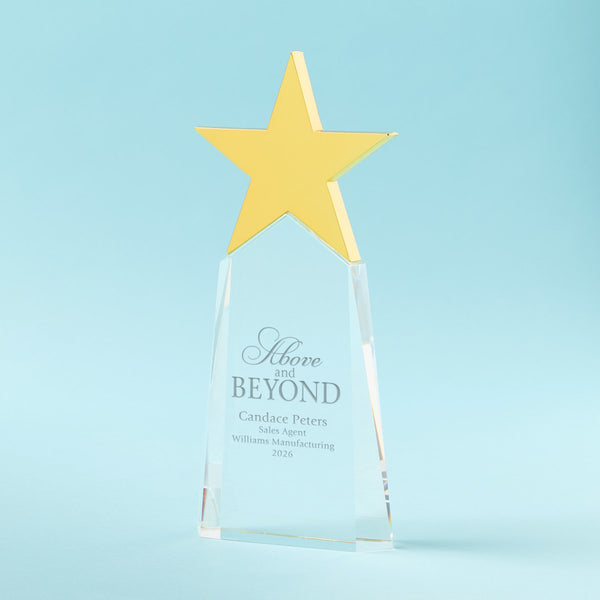 Crystal Star Pinnacle Trophy - Gold Metal Star