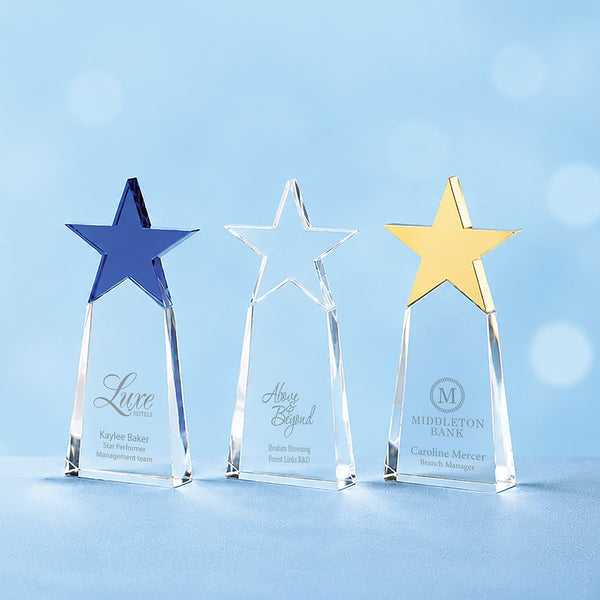 Crystal Star Pinnacle Trophy - Gold Metal Star