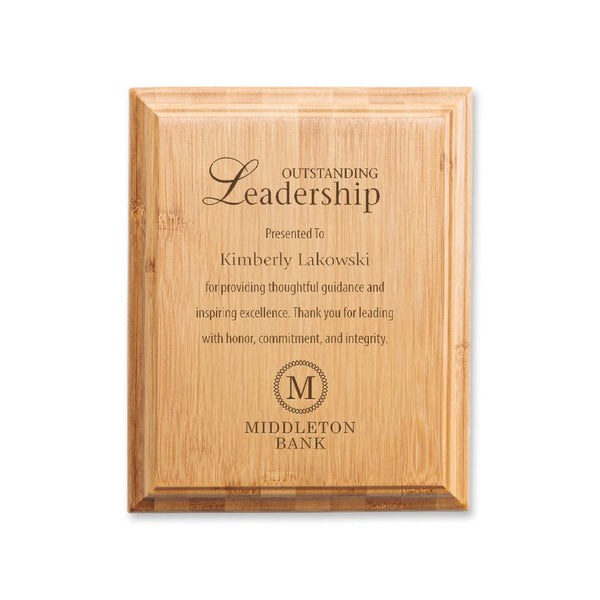 Bamboo Beveled Engraved Plaque - 8x10 - Portrait