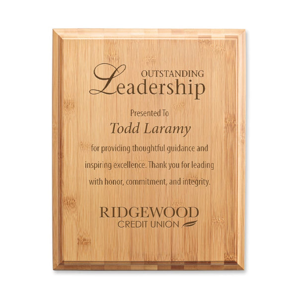 Bamboo Beveled Engraved Plaque - 12x 15 - Portrait