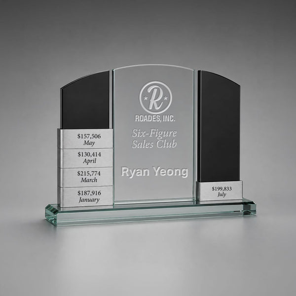 Stacked Achievement Perpetual Trophy - Crest - Black