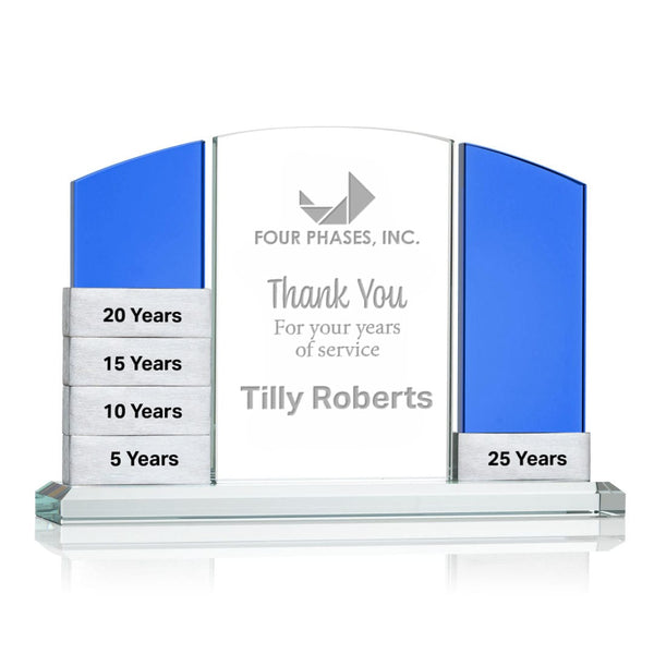 Stacked Achievement Perpetual Trophy - Crest - Blue