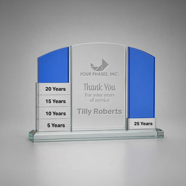 Stacked Achievement Perpetual Trophy - Crest - Blue