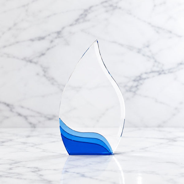 Recycled Glass Ombre Wave Trophy - Teardrop