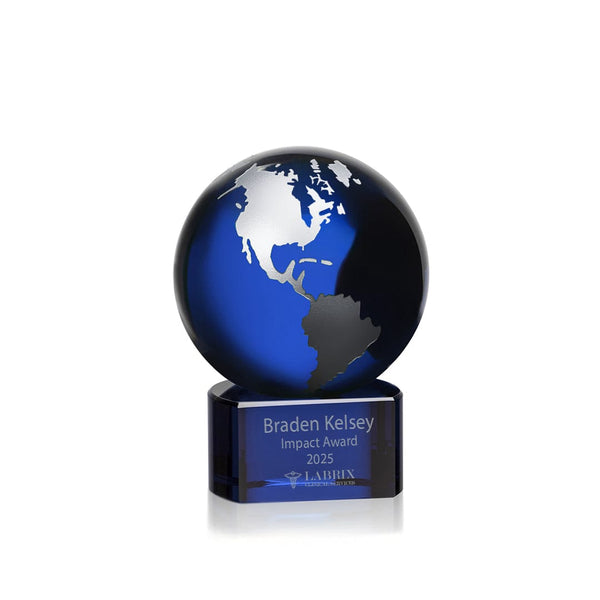 Glass Globe Trophy - Blue and Silver