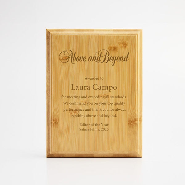 Bamboo Beveled Engraved Plaque - Portrait