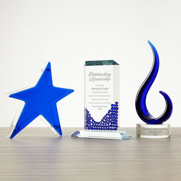 Sapphire Radiance Crystal Trophy