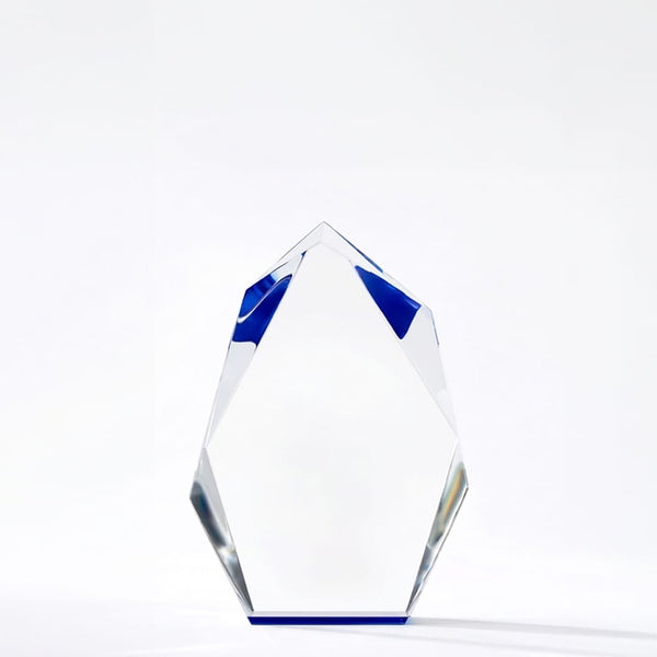 Executive Beveled Crystal Trophy - Blue Peak - Small
