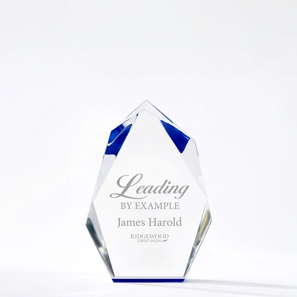 Executive Beveled Crystal Trophy - Blue Peak - Small