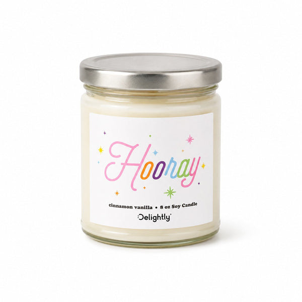 Cue the Confetti - Hooray Candle and Label