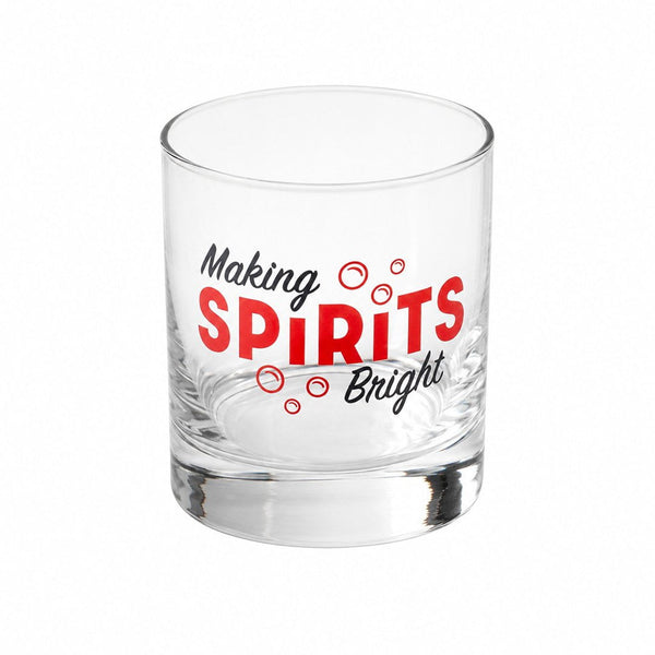 Making Spirits Bright Rocks Glass, customizable branded arts & entertainment > party & celebration > gift giving, front view
