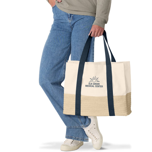Add Your Logo: Sea & Straw Tote Bag