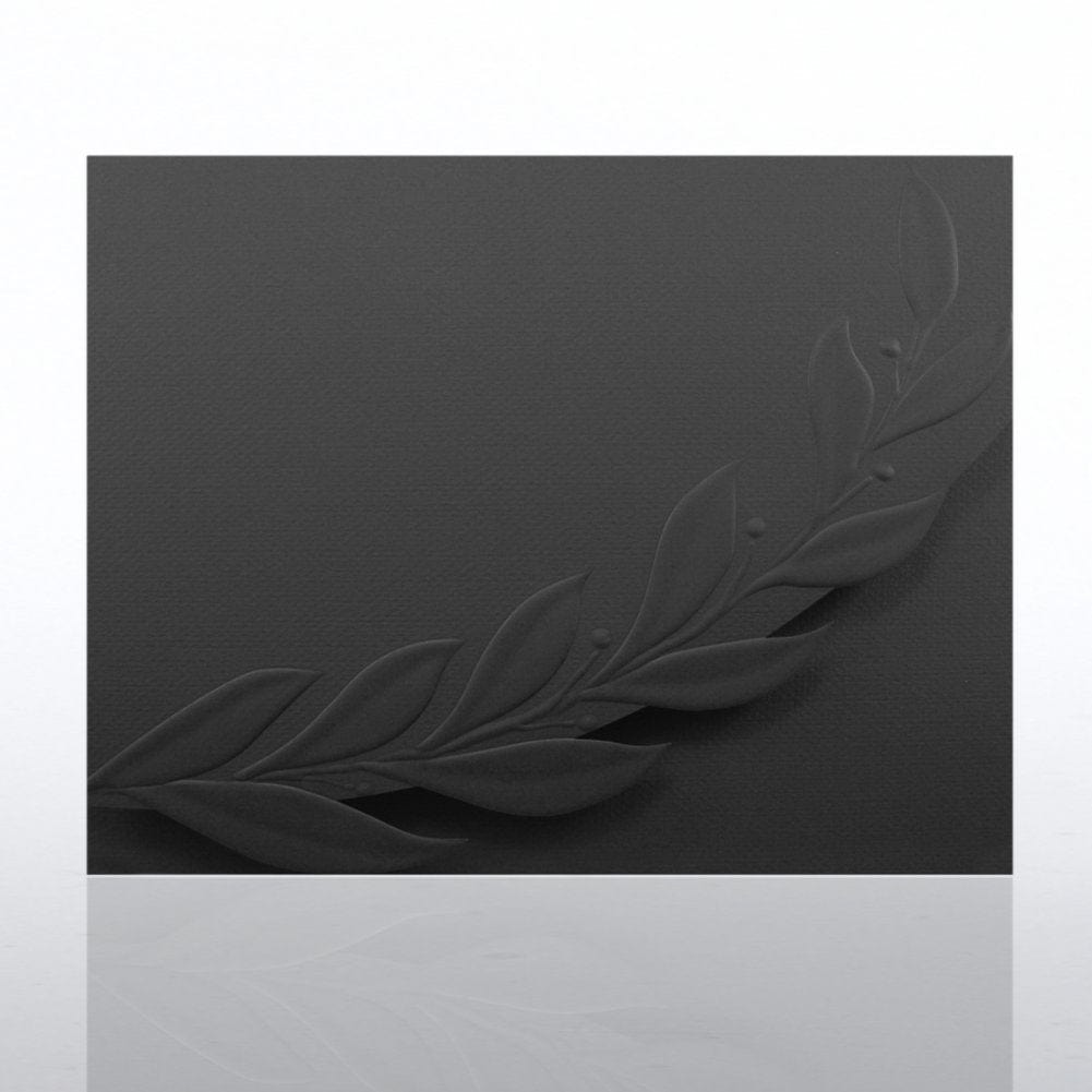 Certificate Folder - Embossed Laurel Flap - Black
