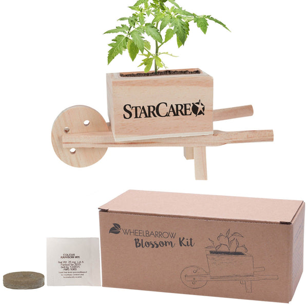 Add Your Logo: Wooden Wheel Barrow Blossom Kit