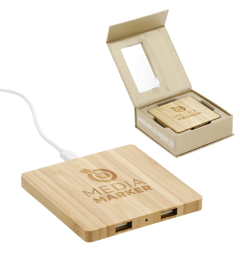 Add Your Logo: Bamboo Wireless Charging Pad