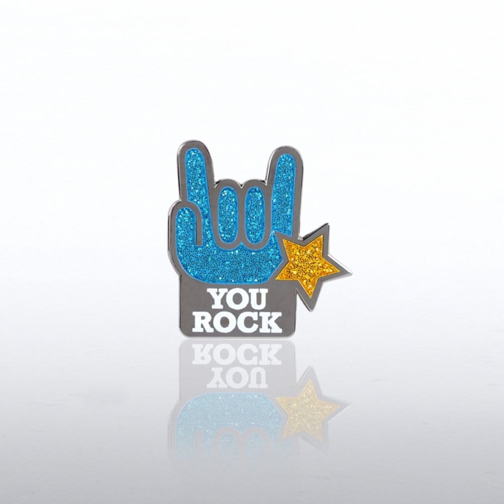Glitter Lapel Pin - You Rock Star Hands