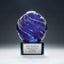 Art Glass Trophy - Blue and Gold Glitter Sphere