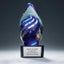 Art Glass Trophy - Blue and Gold Glitter Teardrop