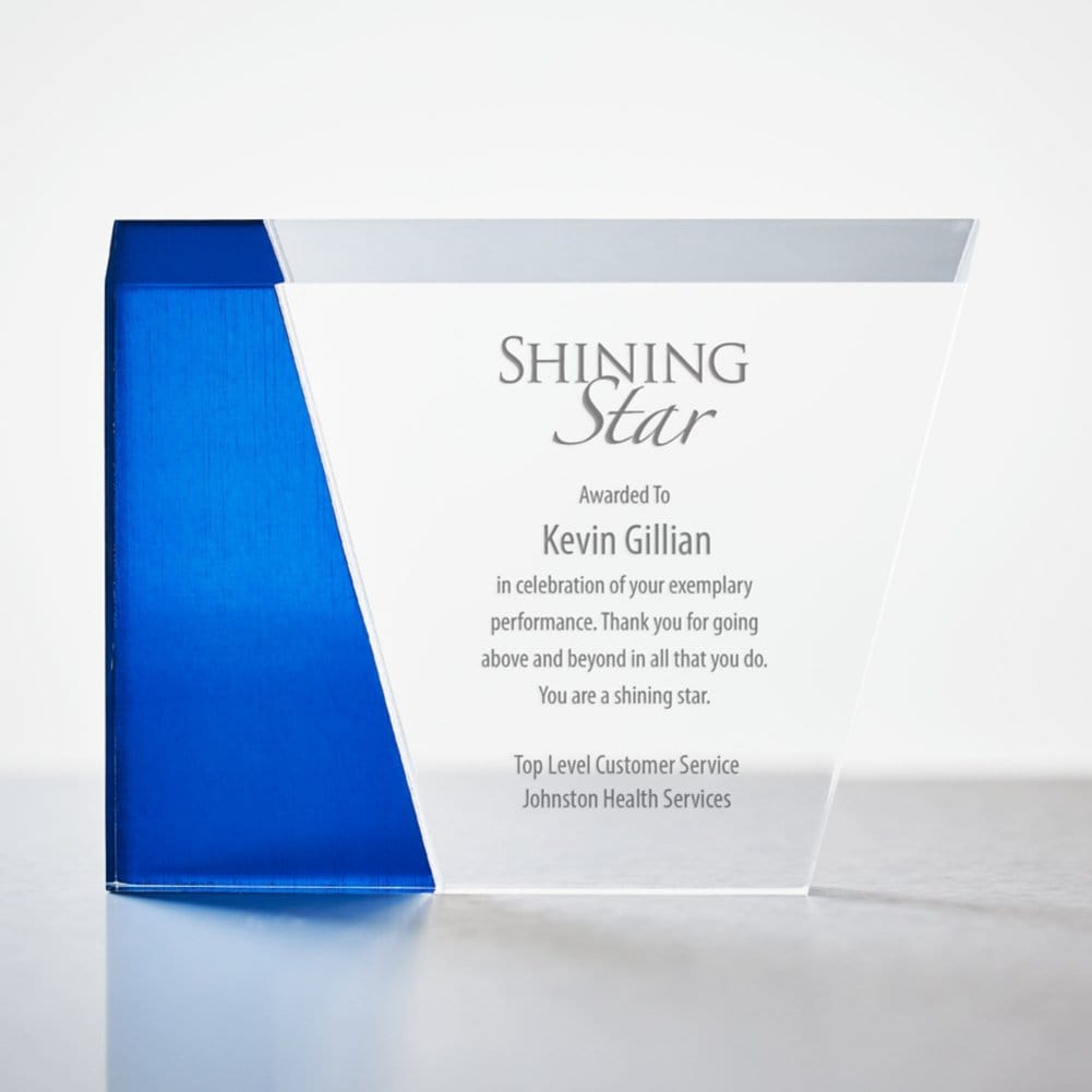 Blue Metallic Angled Acrylic Award