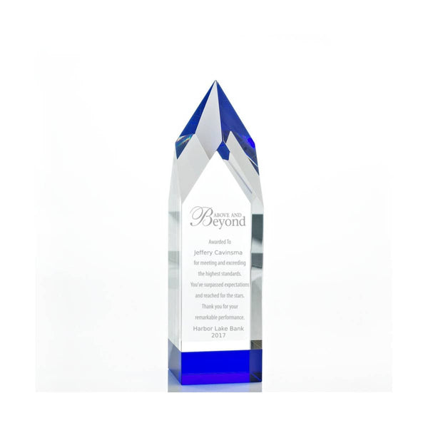 Royal Blue Crystal Accent Trophy - Tower
