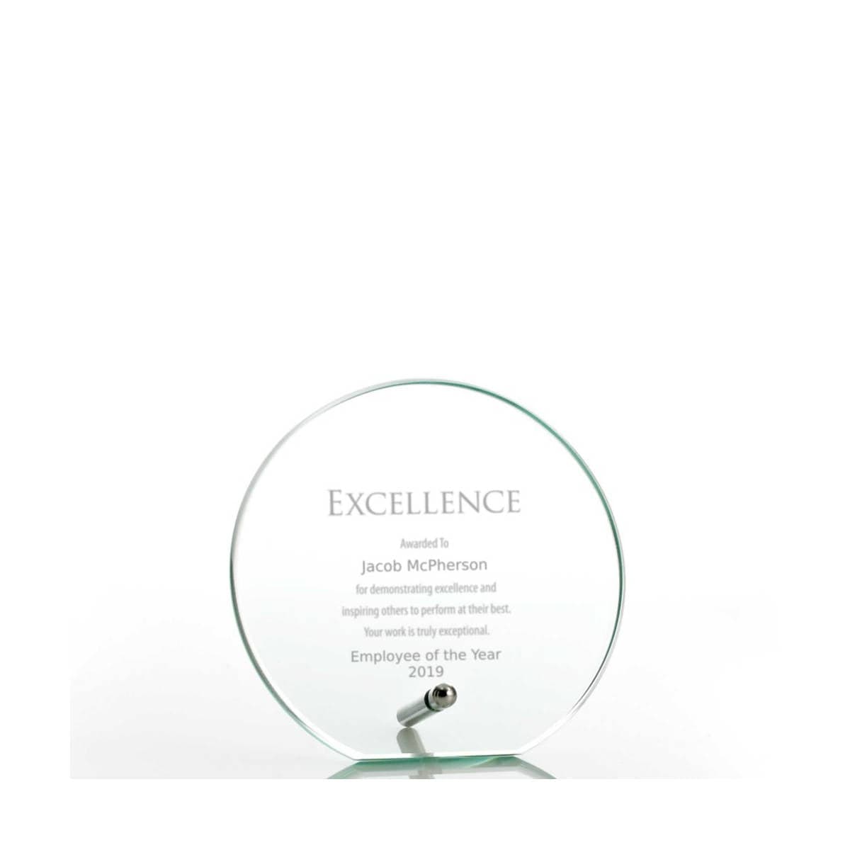 Mini Round Glass Award Plaque - Jade