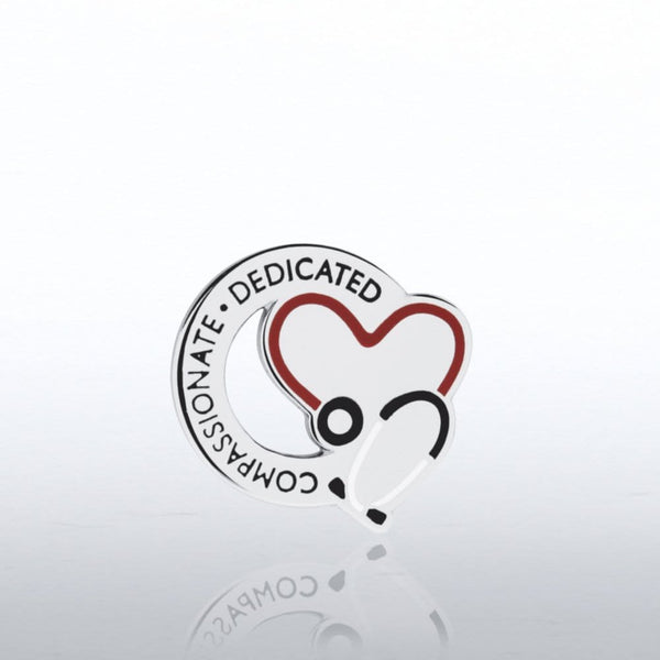 Lapel Pin - Stethoscope: Compassionate Dedicated-WHSLE ONLY