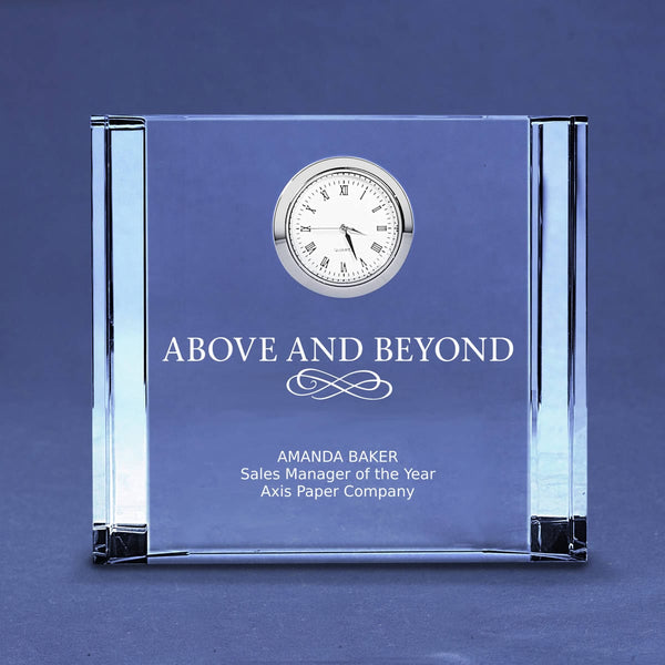 Silver Accent Crystal Award Clock - Medium