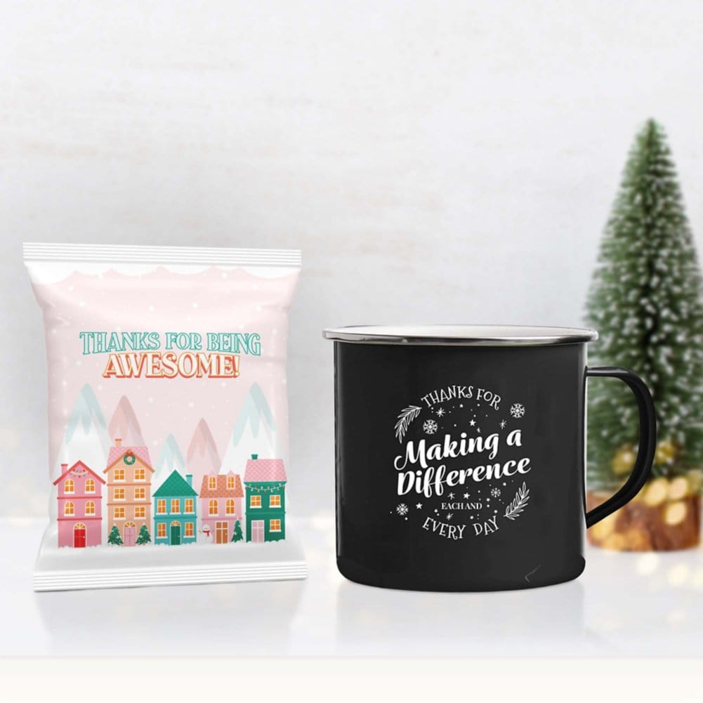 Enamel Mug & Hot Cocoa Gift Set -MAD Black