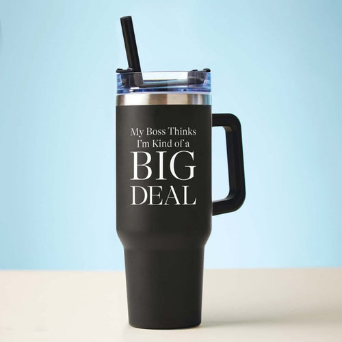 Black Biggie Thirst Quencher Tumbler 40-Oz. with Straw - Personalization  Available