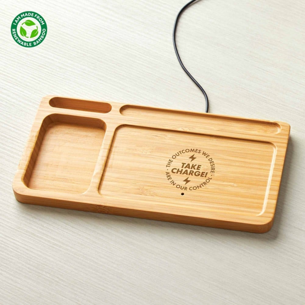 Modern Bamboo Phone Charger & Desk Organizer - Take Charge!