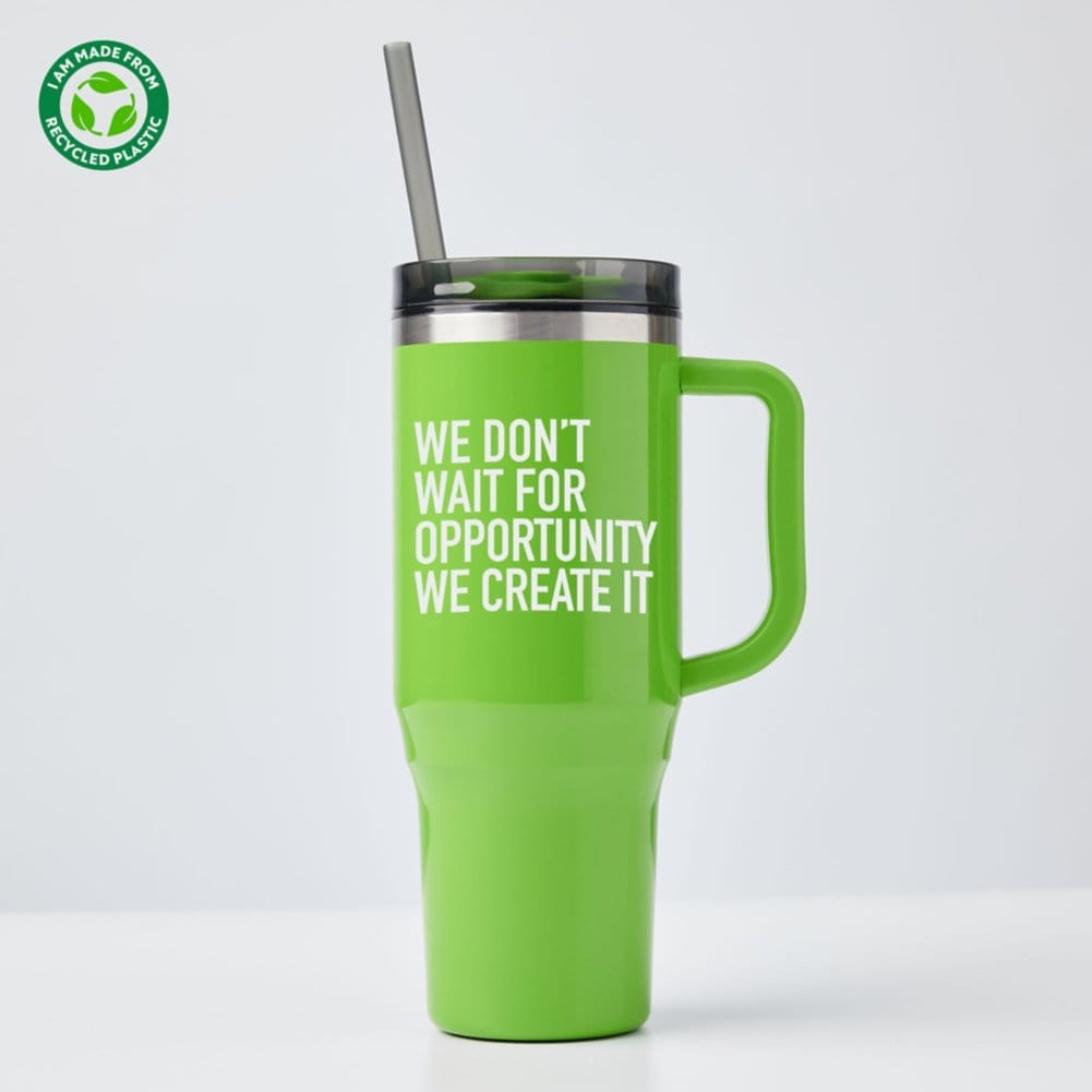40oz Glossy Mr. Stan Travel Tumbler - We Don't Wait for Opportunity, We Create It