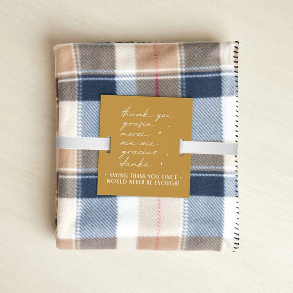 Cozy Fleece Blanket with Card & Ribbon - Saying Thank You Once, Would Never Be Enough!